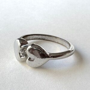 Double Heart Ring size 3, silver